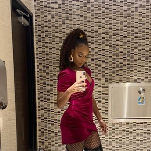 Crush Velvet Fuschia Dress